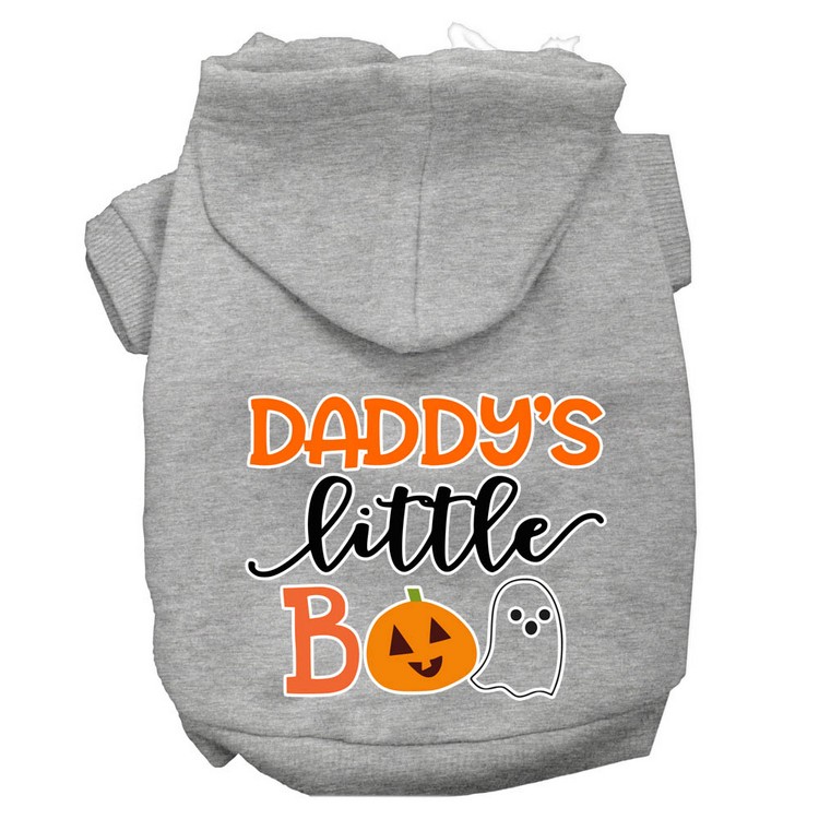 Daddy's Little Boo Screen Print Dog Hoodie Grey XS